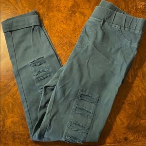 Distressed jeggings, turquoise, large